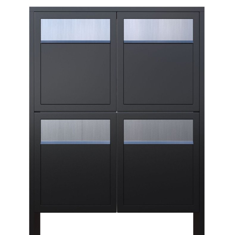 BASE For Four Postkasse - Sort med Rustfrit Indkast