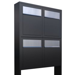 BASE For Four Postkasse - Sort med Rustfrit Indkast