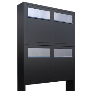 BASE For Four Postkasse - Sort med Rustfrit Indkast