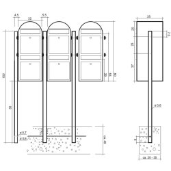BOBI DUO - Sort Postkasseanlg med Rr Stander - 2 enheder