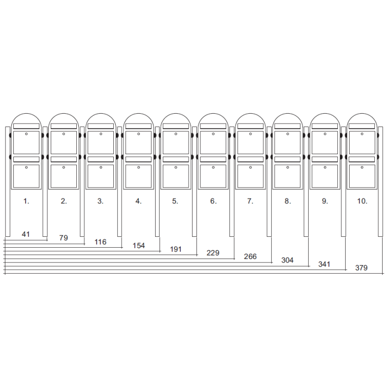 BOBI DUO - Sort Postkasseanlg - 2 enheder