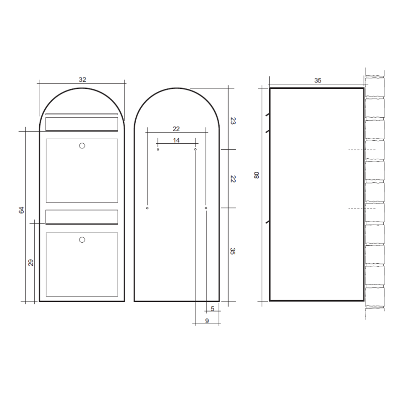 BOBI DUO - Vinrdt Postkasseanlg - 2 enheder