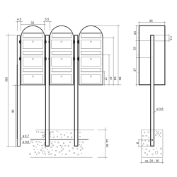 BOBI TRIO - Brunt Postkasseanlg - 3 enheder