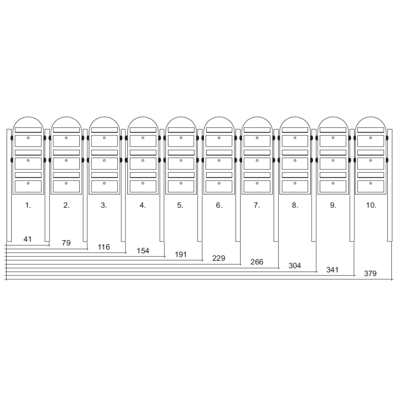 BOBI TRIO - Brunt Postkasseanlg - 3 enheder