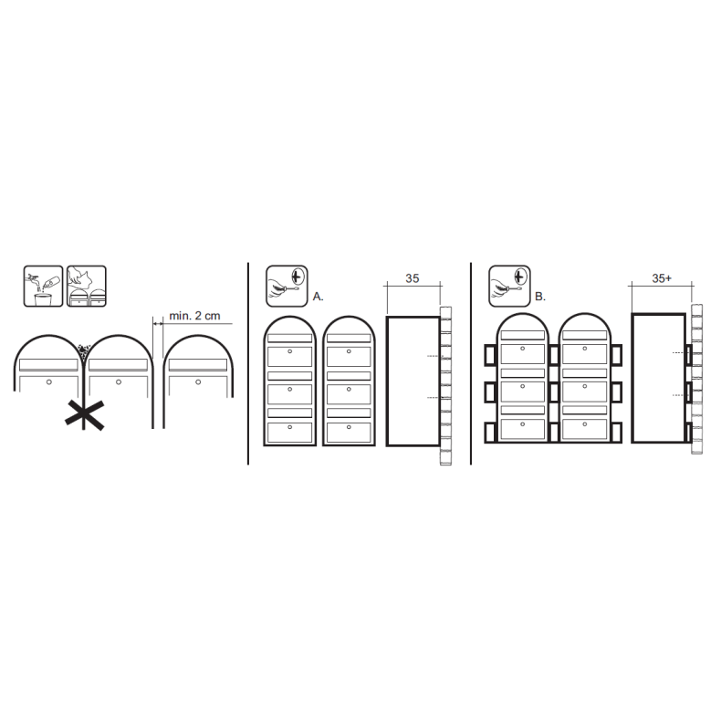 BOBI TRIO - Brunt Postkasseanlg - 3 enheder