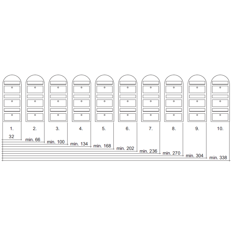BOBI TRIO - Brunt Postkasseanlg - 3 enheder
