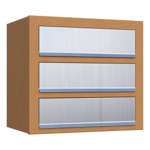 Rust Postkasseanlg med indkast i rustfrit stl - CUBE - 3 enheder