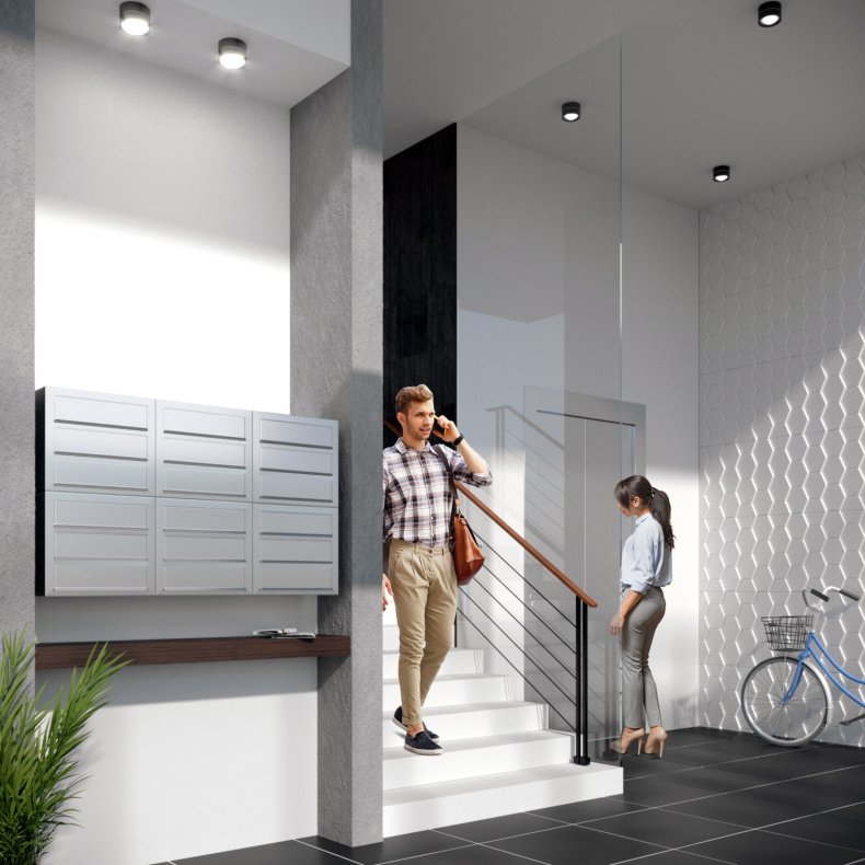 Rust Postkasseanlg med indkast i rustfrit stl - CUBE - 3 enheder