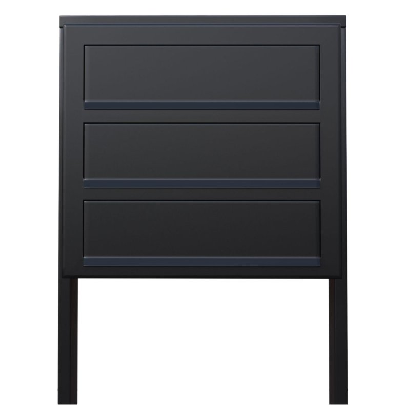 Sort Postkasseanlg med Stander - CUBE - 3 enheder