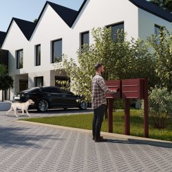 Rust Postkasseanlg med Stander - CUBE - 3 enheder