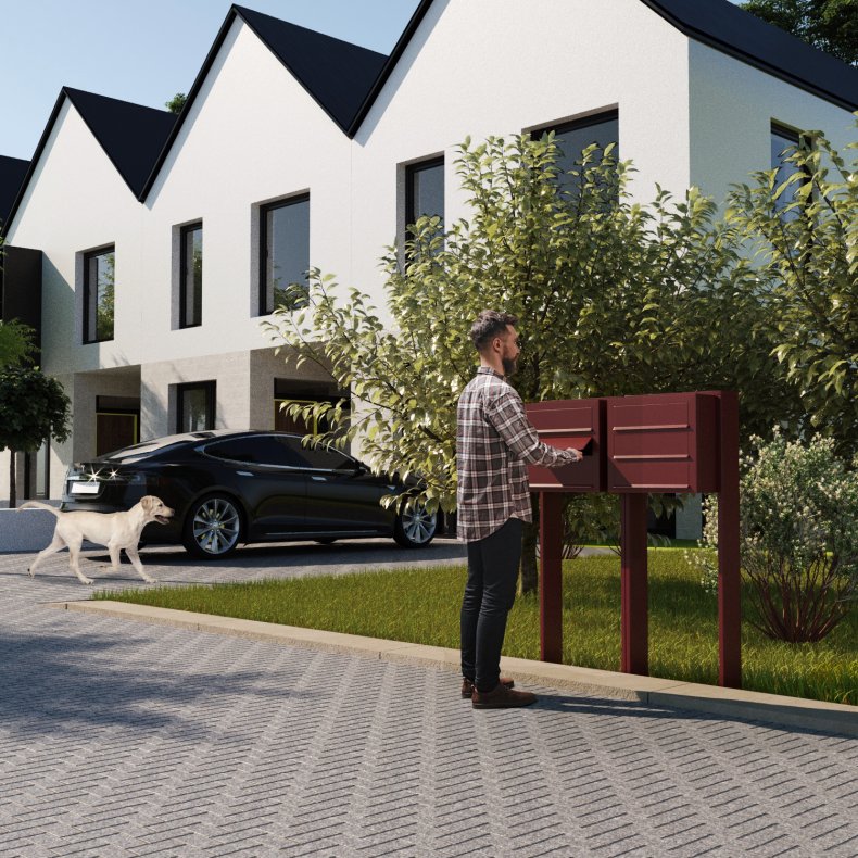 Rust Postkasseanlg med Stander - CUBE - 3 enheder