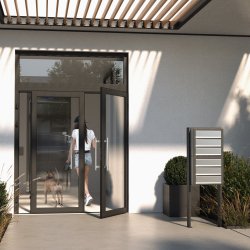 Sort Postkasseanlg med Stander - CUBE - 6 enheder