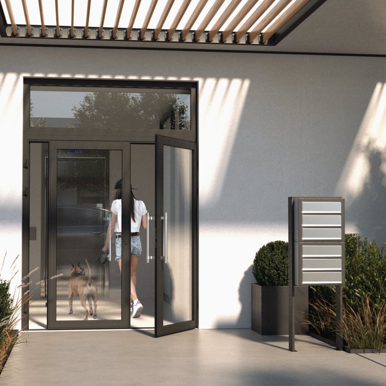 Sort Postkasseanlg med Stander - CUBE - 6 enheder