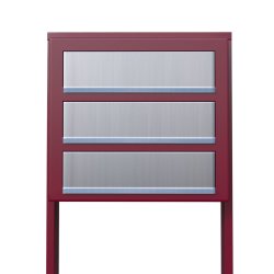 Rdt Postkasseanlg med Indkast i rustfrit stl og Stander - CUBE - 3 enheder