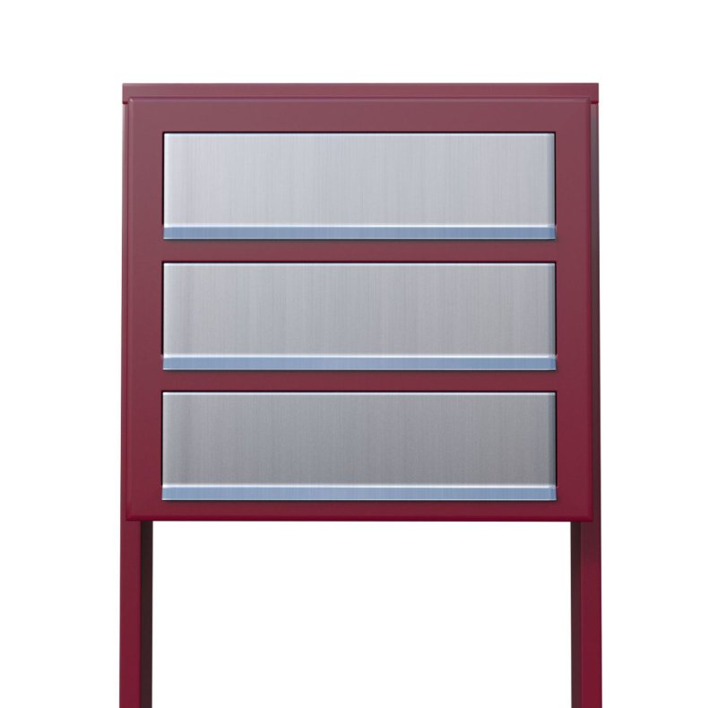 Rdt Postkasseanlg med Indkast i rustfrit stl og Stander - CUBE - 3 enheder