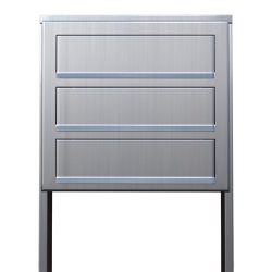 Rustfrit stl Postkasseanlg med Stander - CUBE - 3 enheder