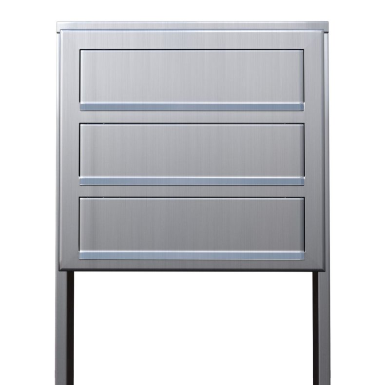 Rustfrit stl Postkasseanlg med Stander - CUBE - 3 enheder