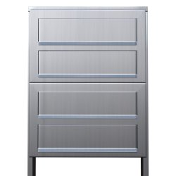 Rustfrit stl Postkasseanlg med Stander - CUBE - 4 enheder