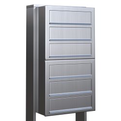 Rustfrit stl Postkasseanlg med Stander - CUBE - 6 enheder