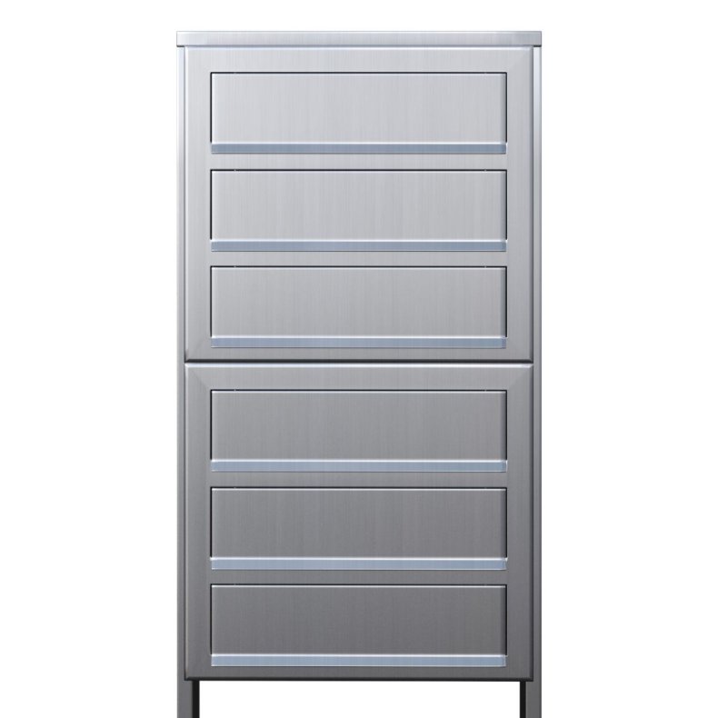 Rustfrit stl Postkasseanlg med Stander - CUBE - 6 enheder
