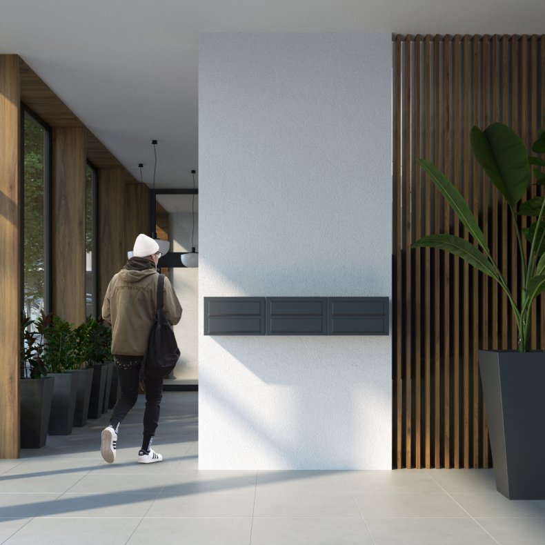 Sort Postkasseanlg - CUBE - 2 enheder