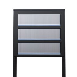 Sort Postkasseanlg med Indkast i rustfrit stl og Stander - CUBE - 3 enheder