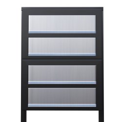 Sort Postkasseanlg med Indkast i Rustfrit stl og Stander - CUBE - 4 enheder