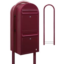 BOBI DUO - Vinrdt Postkasseanlg med Stander - 2 enheder