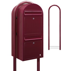 BOBI DUO - Vinrdt Postkasseanlg med Stander - 2 enheder