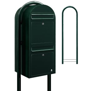 BOBI DUO - Mrkegrnt Postkasseanlg med Stander - 2 enheder