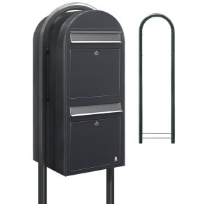 BOBI DUO - Grt Postkasseanlg med Indkast i Rustfrit Stl og Stander - 2 enheder