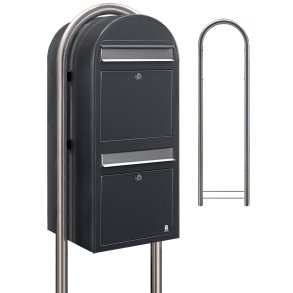 BOBI DUO - Grt Postkasseanlg med Indkast og Stander i Rustfrit Stl- 2 enheder