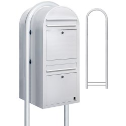 BOBI DUO - Hvidt Postkasseanlg med Stander - 2 enheder