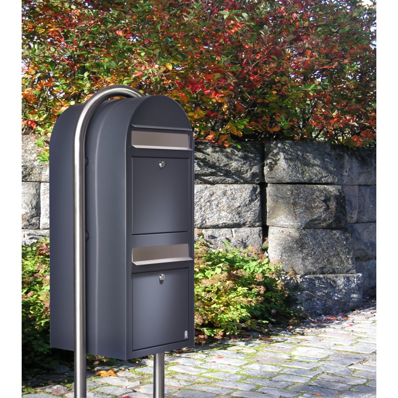 BOBI DUO - Rustfrit Stl Postkasseanlg - 2 enheder