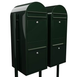 BOBI DUO - Sort Grn Postkasseanlg med Rr Stander - 4 enheder