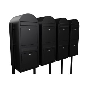 BOBI DUO - Sort Postkasseanlg med Rr Stander - 8 enheder