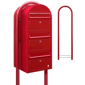 BOBI TRIO - Rdt Postkasseanlg med Stander - 3 enheder