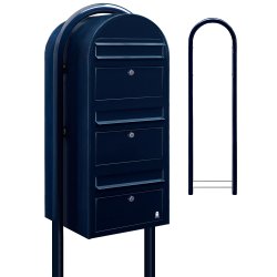 BOBI TRIO - Mrkeblt Postkasseanlg med Stander - 3 enheder