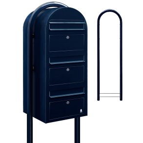 BOBI TRIO - Mrkeblt Postkasseanlg med Stander - 3 enheder