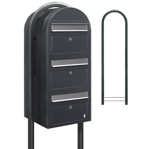 BOBI TRIO - Grt Postkasseanlg med Indkast i Rustfrit stl og Stander - 3 enheder