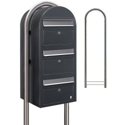 BOBI TRIO - Grt Postkasseanlg med Indkast og Stander i Rustfrit stl - 3 enheder