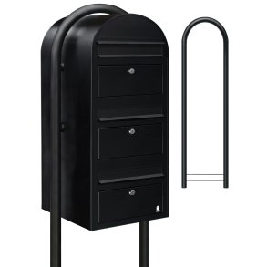 BOBI TRIO - Sort Postkasseanlg med Stander - 3 enheder