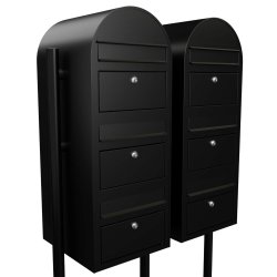 BOBI TRIO - Sort Postkasseanlg med Rr Stander - 6 enheder