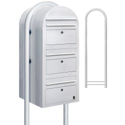 BOBI TRIO - Hvidt Postkasseanlg med Stander - 3 enheder