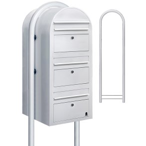 BOBI TRIO - Hvidt Postkasseanlg med Stander - 3 enheder